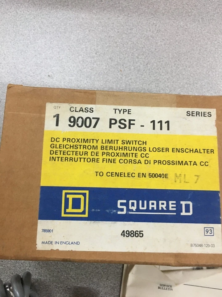 NEW IN BOX SQUARE D DC PROXIMITY LIMIT SWITCH SENSOR 9007 PSF-111 - Image 2 of 3