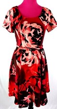 Eva Mendes Size 4 Red Floral Fit & Flare Dress Belt