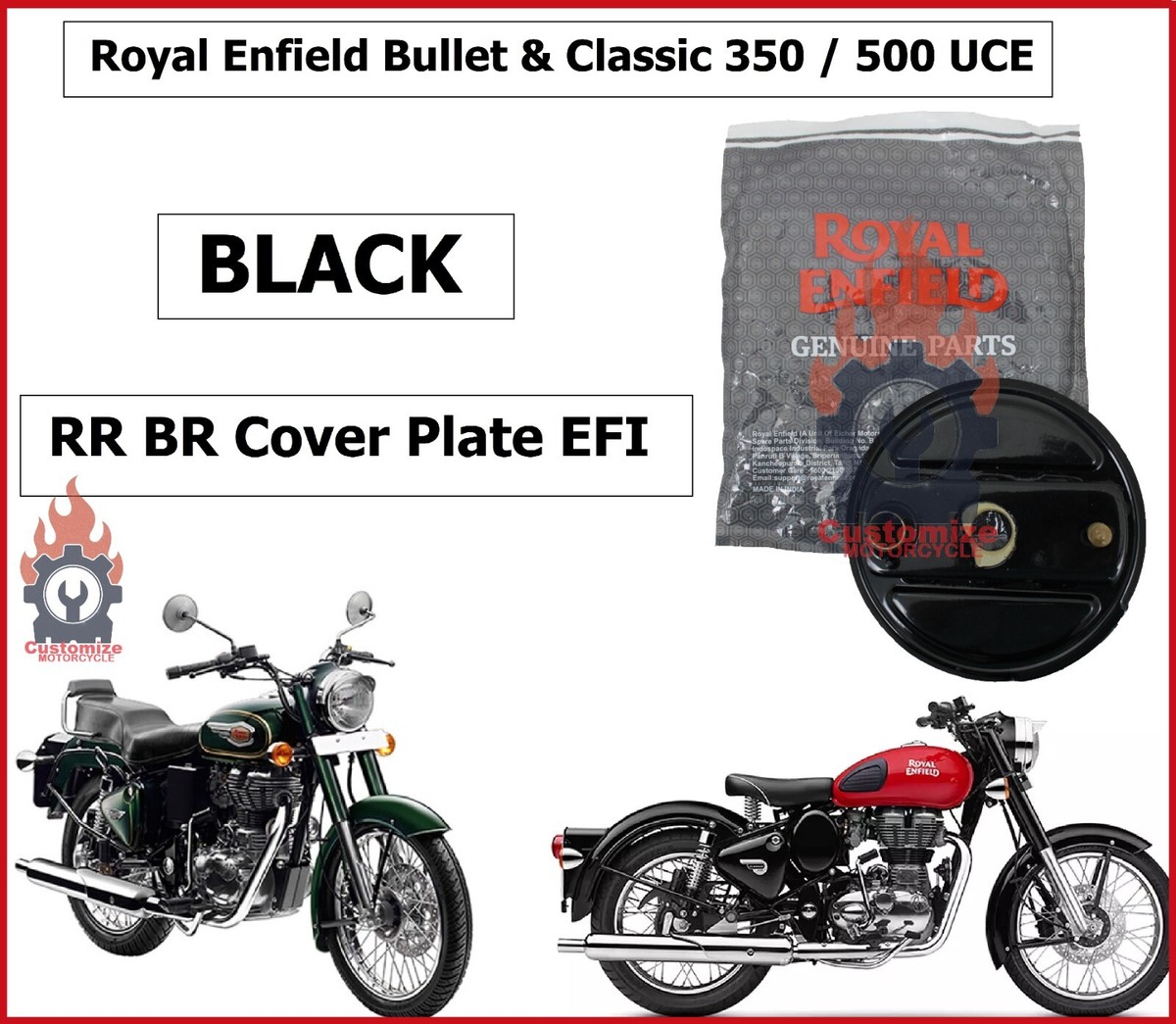Royal Enfield Bullet Old Classic 350/500cc UCE Black Brake Cover Plate  EFI