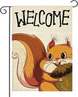 Welcome Fall Squirrel Garden Flag 12X18 Inch Double Sided Autumn Acorn Burlap Se