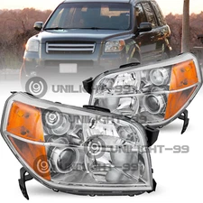 For 2006 2007 2008 Honda Pilot Chrome Housing Amber Corner Headlights Assembly