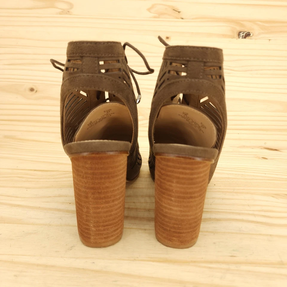 Sam Edelman Mujer Botines Sandalias 7 Marrón Tela Tacón Apilado Boho Western Zapatos Foto 4 de 4