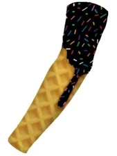 Black Ice Cream Cone Drip Sprinkles Football Baseball Compression Arm Sleeve
