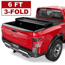 3-Fold 6FT Soft Truck Bed Tonneau Cover For 2005-2025 Nissan Frontier On Top