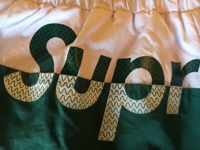 Supreme Split Logo Water Shorts Red Green White Stripe SS17