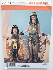 Simplicity Pattern 2329 Girls Egyptian Princess Cleopatra Costume Size 7-14 UC