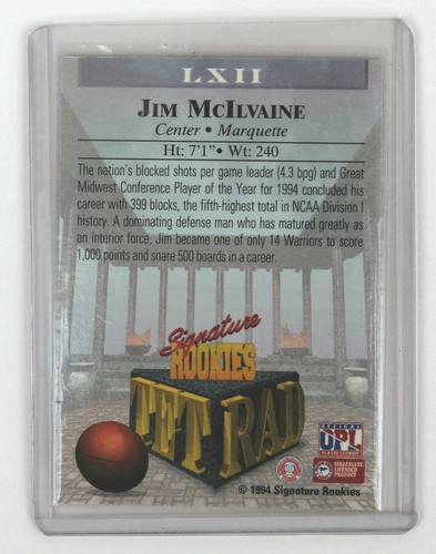 1994-95 Signature Rookies TETRAD; Jim McIlvaine LXII 62 autografiado 1346 de 7750 - Imagen 2 de 2