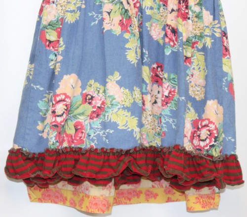 Matilda Jane Apron Dress Pants sz 4 Floral Plaid Ruffle Autumn Fall Roses Strap - Picture 12 of 14