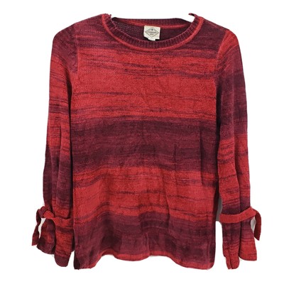 St. Johns Bay Womens Tunic Sweater Red Maroon Stripe Long Bow Sleeves S New | eBay