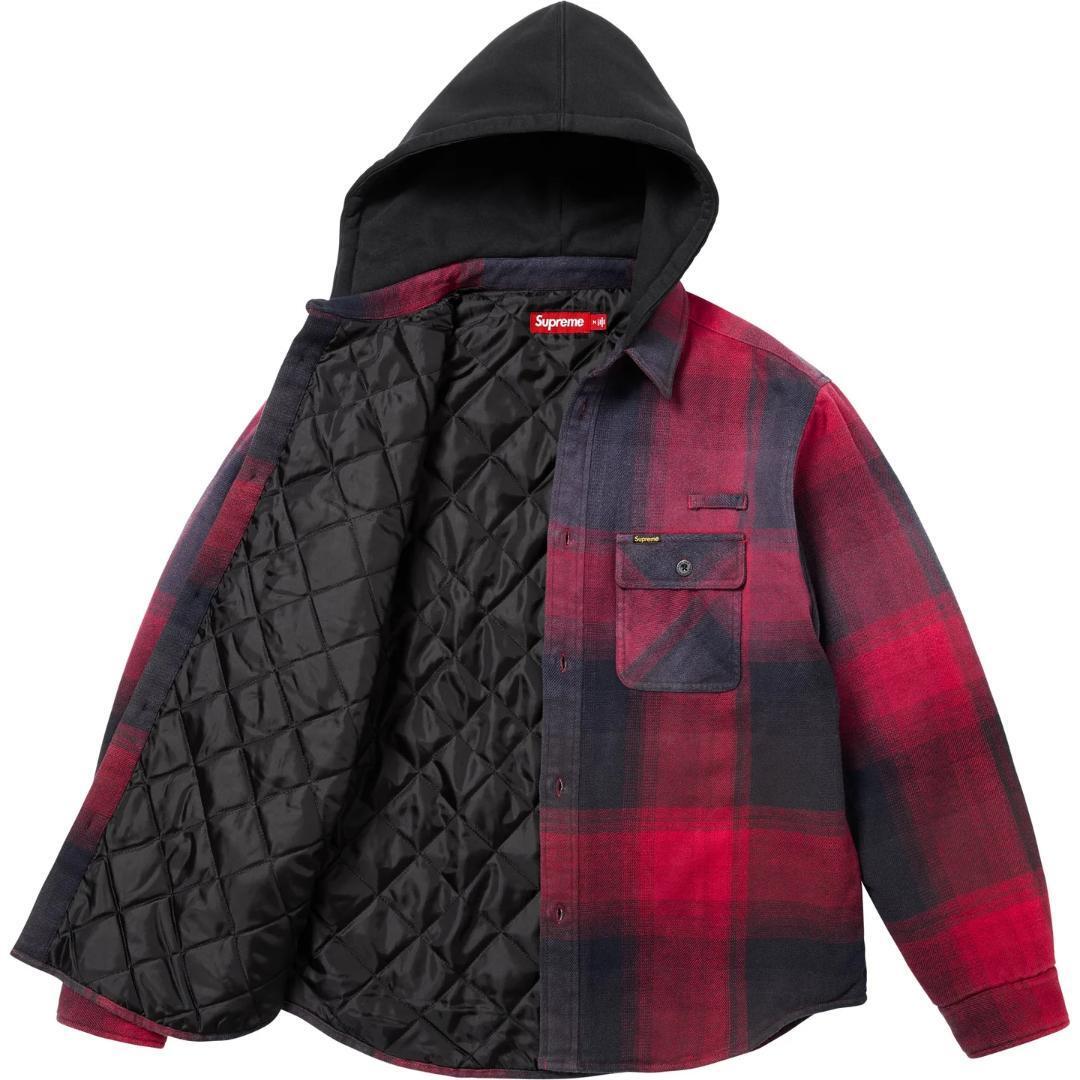 トップス Supreme Quilted Hooded Flannel Shirt L Supreme Quilted Lined Hooded Flannel Shirt size M Free
