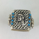 Artisan made American Indian Chief Turqouise Mens ring sterling silver. Lge. — photo 2