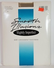 Vtg Hanes Smooth Illusions French Cut Shaper Pantyhose Sand AB Contouring Leg