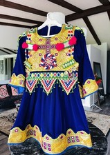 Afghan Dress  5/6 Tribal Kuchi Boho Handmade Embroidery purple Velvet Dress