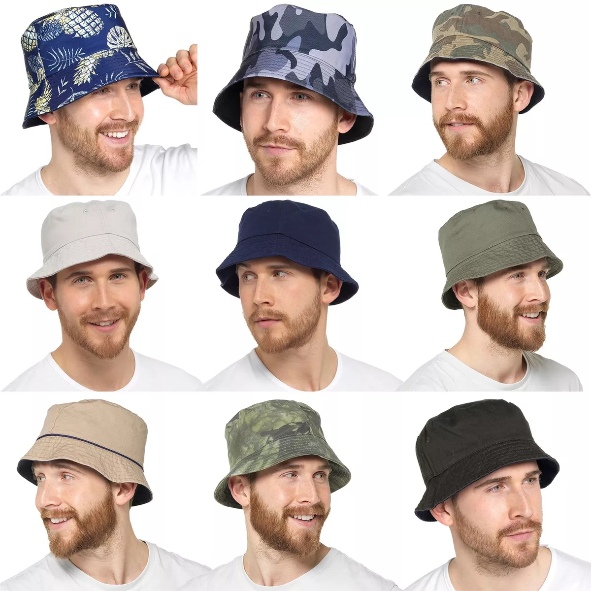 Bucket Hat Adults Lightweight Cotton Polyester Outdoor Fishermans Summer  Hats