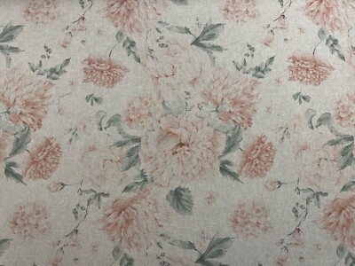 Vintage Danbury Rose Floral Leinen Rosa Grün Stoff Vorhang Rollo Polster
