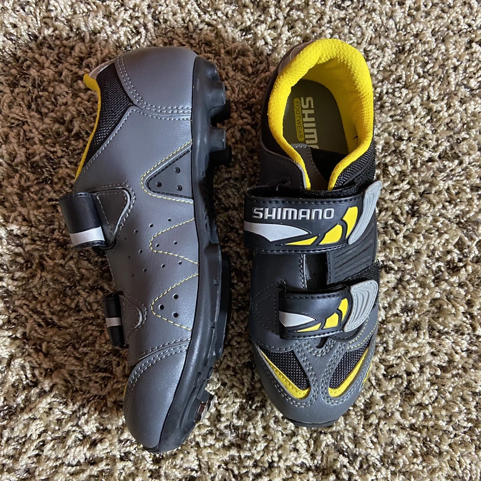Zapatillas de ciclismo Shimano SPD para mujer 6 (39) grises con adornos amarillos SH-M082W Foto 4 de 4