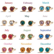 2 PAIRS BIRTHSTONE SURGICAL STUDS WOMENS GIRLS JEWELLERY STUD EARRINGS CERTIFIED