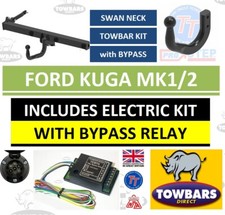 Swan Neck Towbar for Ford Kuga 2008-2020 MK1/MK2 Inc St-Line with Bypass Relay