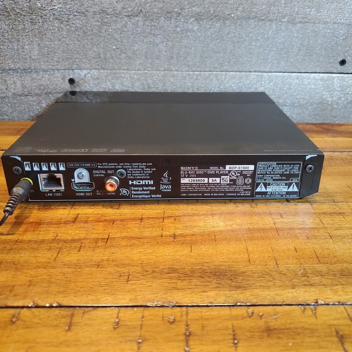SONY BDP-S1500 Blu-Ray DVD SMART Player - No Remote - TESTED SONY BDP-S1500 Blu-Ray DVD SMART Player - No Remote - TESTED