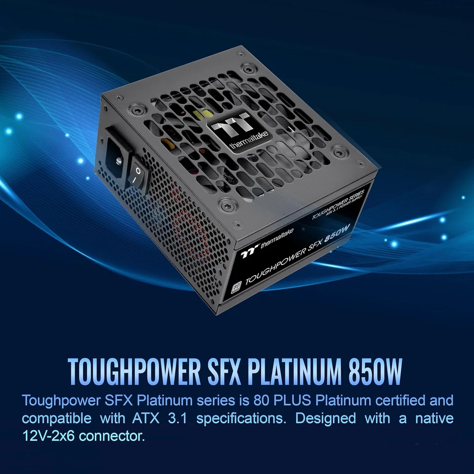 Fuente de alimentación estándar SFX 850W 80Plus Platinum ATX 3.1, totalmente modular, ventilador de 90 mm Foto 2 de 4