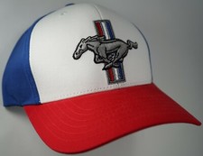 Hat Cap Licensed Ford Mustang Tri Bar Red Blue White CF