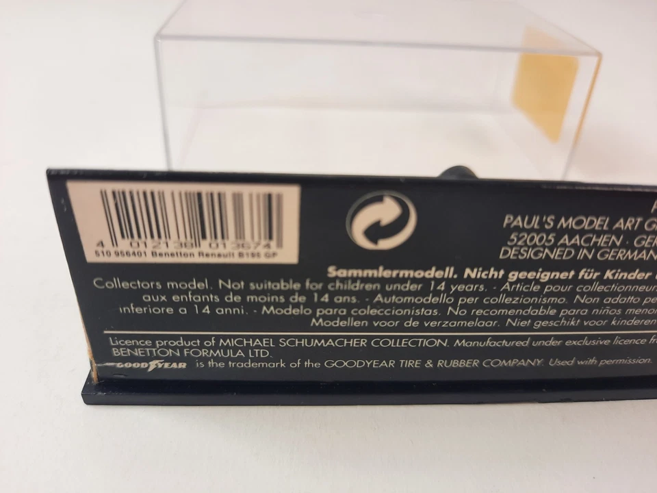 Minichamps Benetton B195 #1 M. Schumacher Brasil WC 1995 1/64 510954691 MSC#16 - Immagine 3 di 3