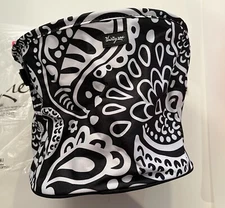 Thirty One Cinch Top Bin Black Playful Parade 079A Drawstring New Beach Travel