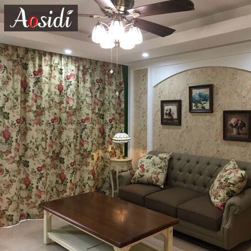 Cortinas de patrón foral para cortinas opacas para ventana de dormitorio sala de estar Foto 3 de 4