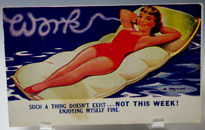 SUCH A THING DOESN'T EXIST BAMFORTH COMICS ENJOYING MYSELF POST CARD 1940s 1-228