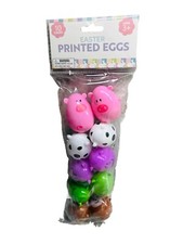 10ct Prefilled Easter Printed Animal Faces Plastic Eggs 1.5 Inches