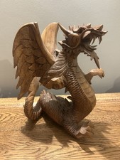 8.5 Inch Dragon Wooden Carving Sculpture Rare