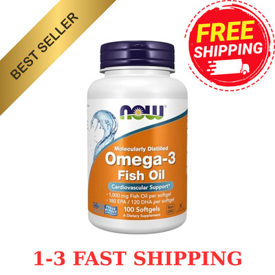 NOW Foods Omega-3 Fish OIl, 1000 mg, 100 Softgels
