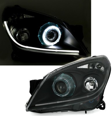 Für Opel Astra H EAGLE EYES Xenon Scheinwerfer D2s Schwarz mit LED Lichtbalken