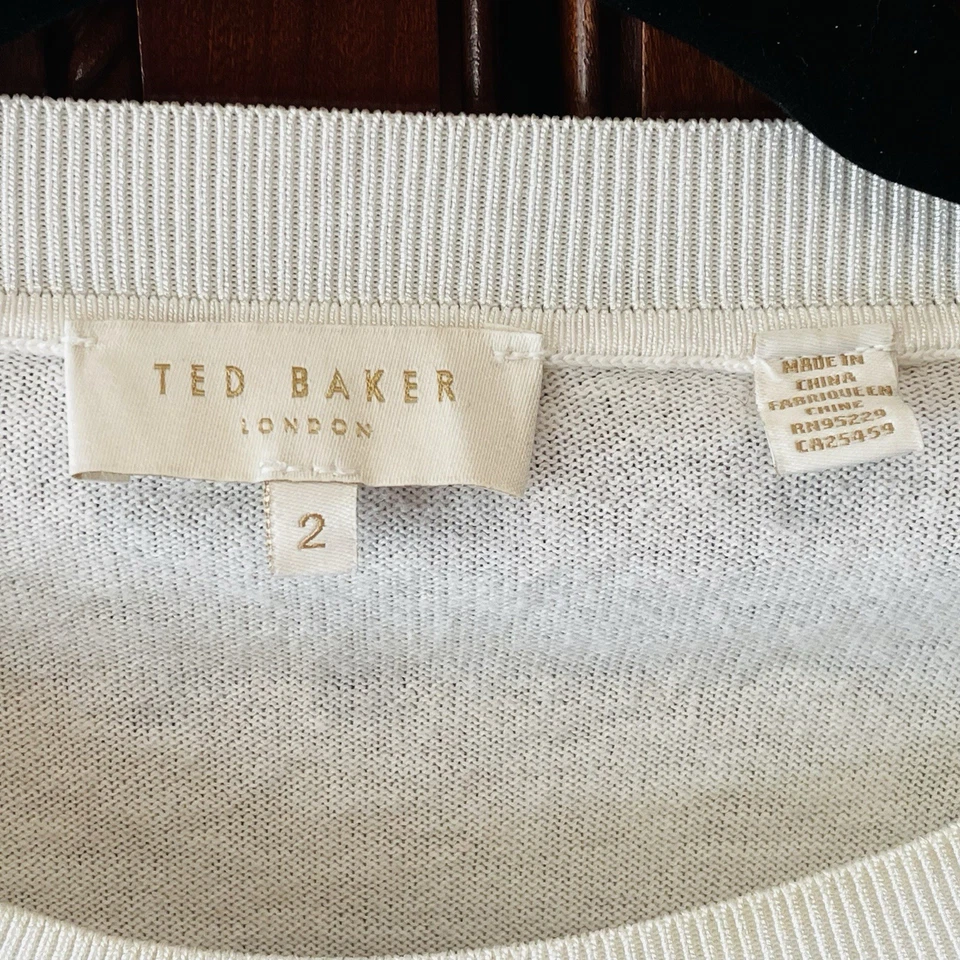 TED BAKER White Lace "Kitta" Short Sleeve Shirt Sz 2 (M) - Image 4 of 4