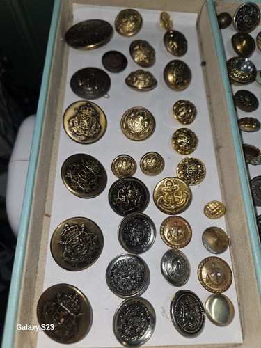 Vintage Buttons Coat of Arms Gold/Silver Tone Metal Lions and Crown 1 WW2 Button - Picture 1 of 20