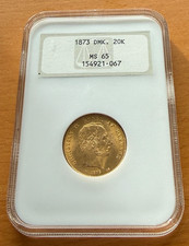 Denmark 1873 Gold 20 Kroner NGC MS65 Christian IX