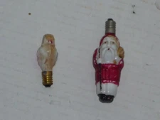 VINTAGE MILK GLASS CHRISTMAS TREE BULBS LIGHTS DOUBLE SIDED SANTA CLAUS & OWL