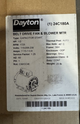 #ad New In box Dayton Belt Drive Motor: 1 Speed Cradle Base Mount 1 2 HP $99.00