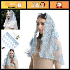 Traditional Floral Lace Chapel Veil for Women - Embroidered Mantilla Head Coveri