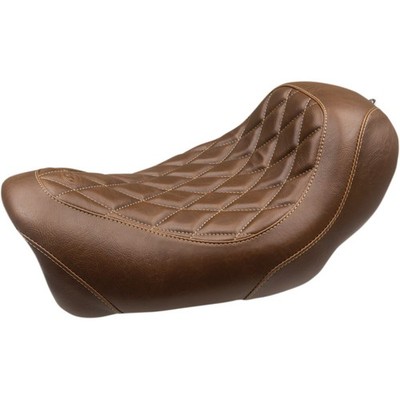 Mustang 75043 Wide Tripper Forward Solo Seat Diamond Stitch Brown FXDF Fat Bob