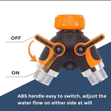 Orange Metal Giraffe Tools Garden Hose Splitter 2 Way for Outdoor Faucet Spigot.