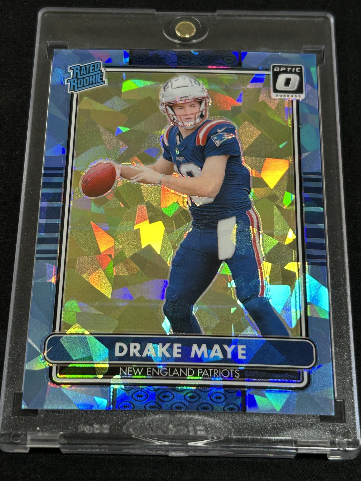 2024 Donruss Optic Drake Maye Retro Series Blue Cracked Ice Rookie card #d /15