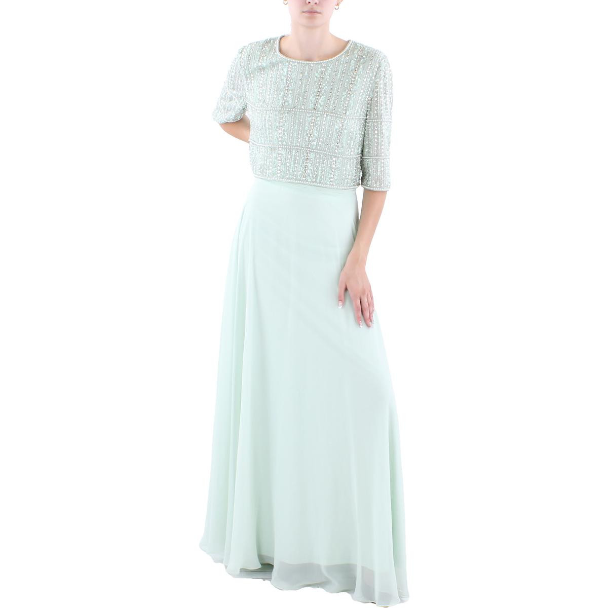 Женское вечернее платье Mac Duggal, украшенное зеленым шифоном, 8 BHFO 9703