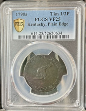 Kentucky token-1792-plain edge -PCGS VF 25