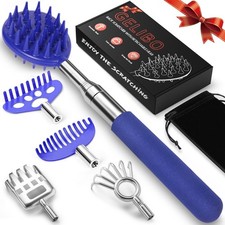 Telescoping Back Scratcher with 5Pcs Detachable Heads,Fathers Day Dad Gifts from