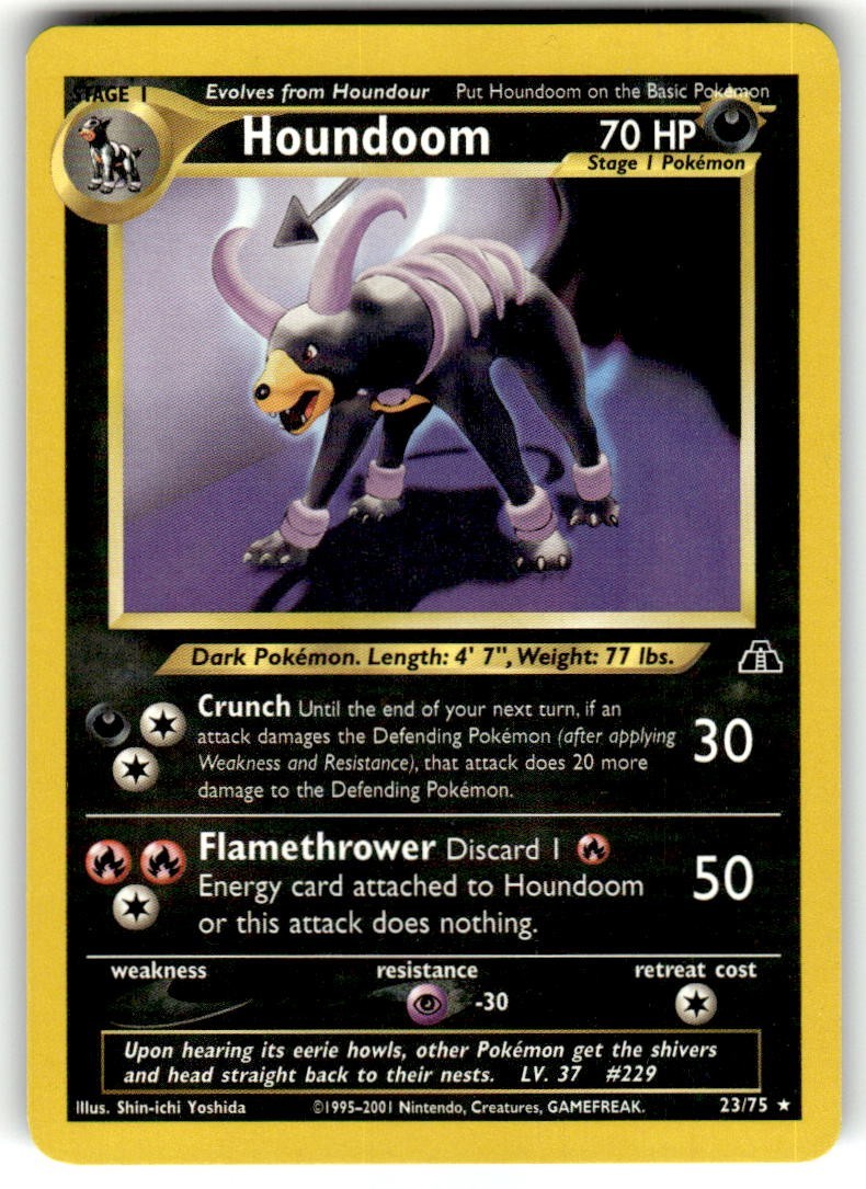 Houndoom - 23/75 - Pokemon Neo Discovery Unlimited Rare Card WOTC NM