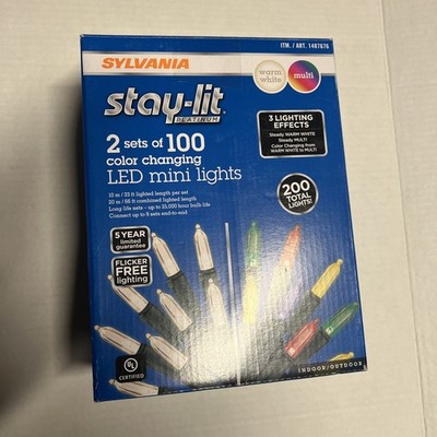 Sylvania 200 LED Mini Color Changing Warm White or Multi Christmas Light String 