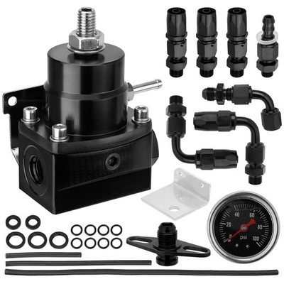 YEHERIT Adjustable EFI Fuel Pressure Regulator Kit with Bypass Return, Black 