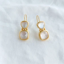 Julie Vos Aquitaine Iridescent Clear Crystal Gold Earrings