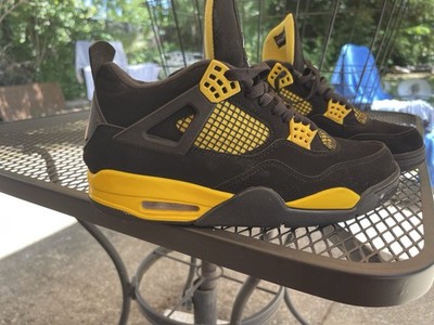 Air Jordan 4 Thunder Men's Sneakers Retro, Size 10, Yellow/Black